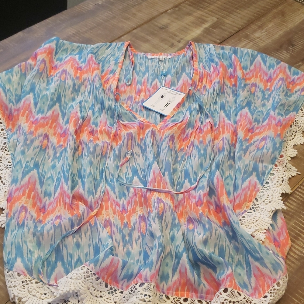 Colorful Patterned Kaftan Top